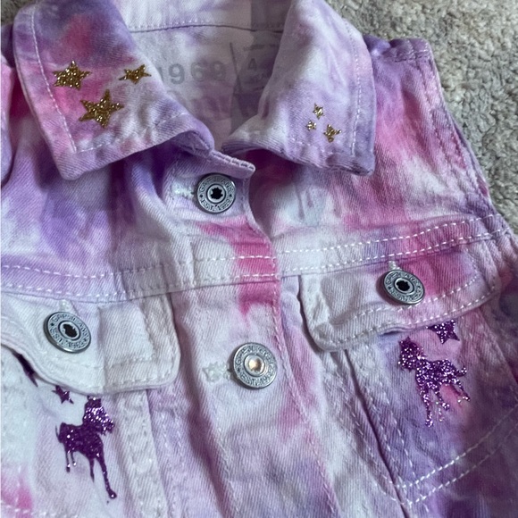 Spirit pink purple tie dye Gap denim vest 4T - Picture 4 of 13